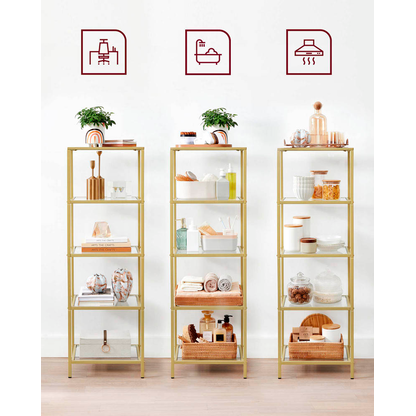 Artikelbild 9 für VASAGLE Bücherregal gold 40,0 x 30,0 x 124,5 cm, 1 St., Artikelnummer 262507