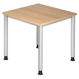 Artikelbild 1 für HAMMERBACHER Orbis höhenverstellbarer Schreibtisch eiche quadratisch, 4-Fuß-Gestell silber 80,0 x 80,0 cm, Artikelnummer 637285