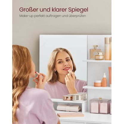 Artikelbild 10 für VASAGLE Schminktisch rechteckig Melamin, Spanplatte weiß 80,0 x 40,0 x 132,0 cm, 1 St., Artikelnummer 438537