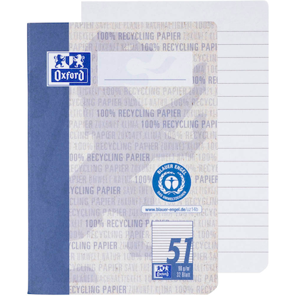 Artikelbild 9 für OXFORD Schulhefte Recycling Lineatur 51 liniert DIN A6 ohne Rand, 32 Blatt, 1 St., Artikelnummer 704223