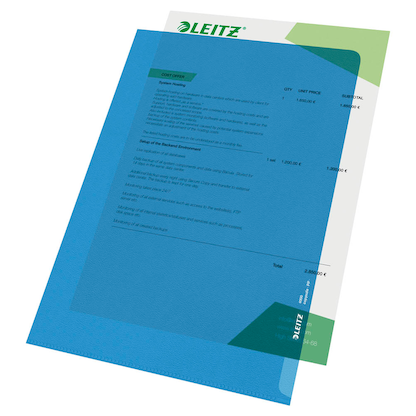 Artikelbild 6 für LEITZ Sichthüllen 4000 DIN A4 blau genarbt 0,13 mm, 100 St., Artikelnummer 944496