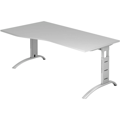 Artikelbild für HAMMERBACHER Savona höhenverstellbarer Schreibtisch lichtgrau Trapezform, C-Fuß-Gestell silber 180,0 x 80,0/100,0 cm, Artikelnummer 641055