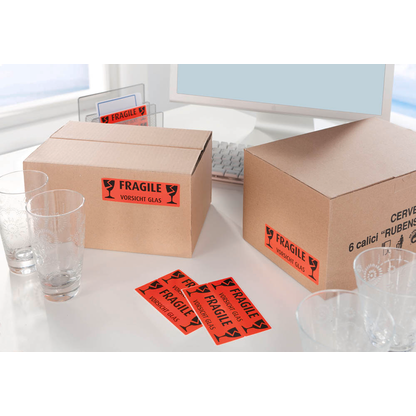 Artikelbild 3 für AVERY Zweckform Warnetiketten 3050 rot »Fragile Vorsicht Glas« 119,0 x 38,0 mm, 10 Etiketten , Artikelnummer 892481