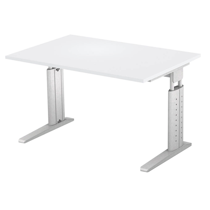 Artikelbild für HAMMERBACHER Haziender höhenverstellbarer Schreibtisch lichtgrau rechteckig, C-Fuß-Gestell silber 120,0 x 80,0 cm, Artikelnummer 791764
