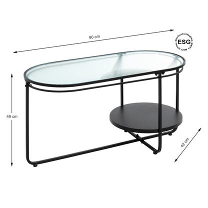 Artikelbild 8 für HAKU Möbel Couchtisch oval Sicherheitsglas schwarz 90,0 x 42,0 x 49,0 cm, 1 St., Artikelnummer 772192