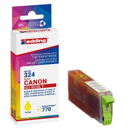 Artikelbild für edding EDD-324 gelb Druckerpatrone kompatibel zu Canon CLI-551 XL, Artikelnummer 426813