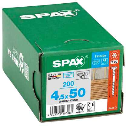 Artikelbild 2 für SPAX® Fassadenschrauben T20 Linsensenkkopf A2 25470004505022 4,5 mm x 50 mm, 200 St., Artikelnummer 396691