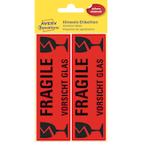 Artikelbild 1 für AVERY Zweckform Warnetiketten 3050 rot »Fragile Vorsicht Glas« 119,0 x 38,0 mm, 10 Etiketten , Artikelnummer 892481