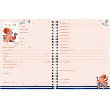 Artikelbild 3 für BRUNNEN Freundebuch Happy Ocean ca. DIN A5 liniert, blau Hardcover 80 Seiten, 1 St., Artikelnummer 163057