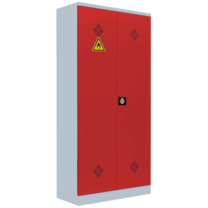 Artikelbild für LÜLLMANN Umweltschrank 566254 feuerrot, lichtgrau 4 Fachböden 91,6 x 42,2 x 195,0 cm, aufgebaut, 1 St., Artikelnummer 183679