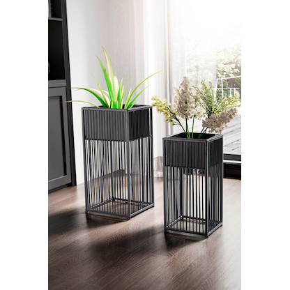 Artikelbild 3 für WOHNLING Pflanzenständer Metall schwarz quadratisch 25,0 / 20,0 x 50,0 / 40,0 cm, 2 St., Artikelnummer 208599