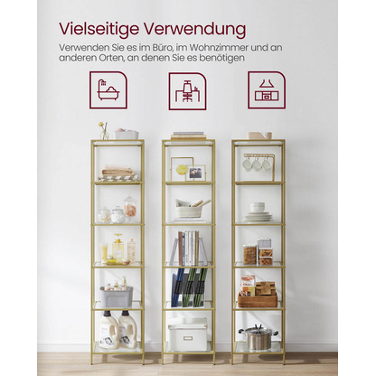 Artikelbild 9 für VASAGLE Bücherregal gold 40,0 x 30,0 x 177,3 cm, 1 St., Artikelnummer 261049