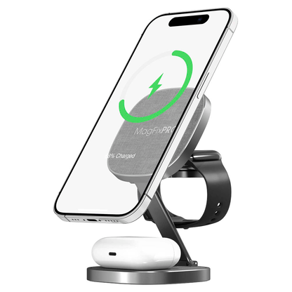 Artikelbild für XLAYER MagFix Pro 3 in 1 Induktive Ladestation grau, 15 Watt, Artikelnummer 256137