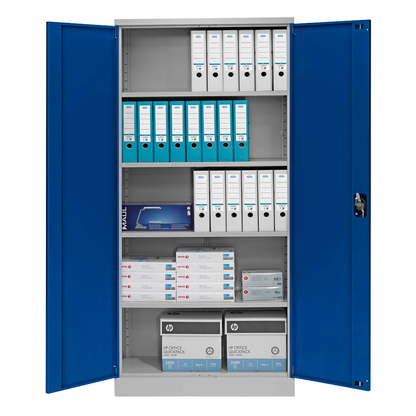 Artikelbild 6 für Gürkan Stahlschrank 108850 lichtgrau, enzianblau 4 Fachböden 92,0 x 42,0 x 195,0 cm, zerlegt, 1 St., Artikelnummer 451435