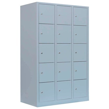 Artikelbild für LÜLLMANN Schließfachschrank lichtgrau 523930, 15 Schließfächer 118,5 x 50,0 x 190,0 cm, Artikelnummer 184829
