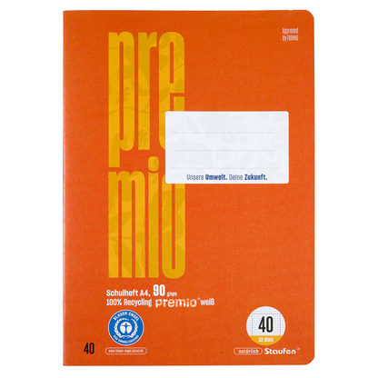 Artikelbild 2 für Staufen® Schulheft Premio Lineatur 40 kariert DIN A4 Rand rundum, 32 Blatt, 1 St., Artikelnummer 453349
