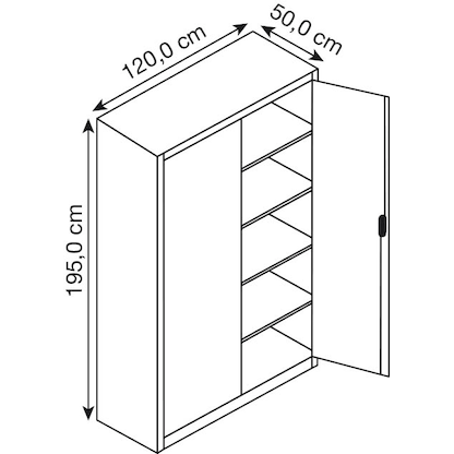 Artikelbild 3 für CP Stahlschrank 9480-000 S10574 schwarzgrau 4 Fachböden 120,0 x 50,0 x 195,0 cm, aufgebaut, 1 St., Artikelnummer 967067