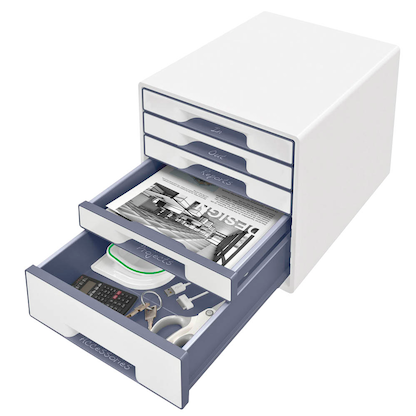 Artikelbild 2 für LEITZ Schubladenbox WOW Cube perlweiß/grau 52142001, DIN A4 mit 5 Schubladen, 1 St., Artikelnummer 418626