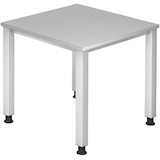 Artikelbild 1 für HAMMERBACHER Akandia höhenverstellbarer Schreibtisch lichtgrau quadratisch, 4-Fuß-Gestell silber 80,0 x 80,0 cm, Artikelnummer 670943
