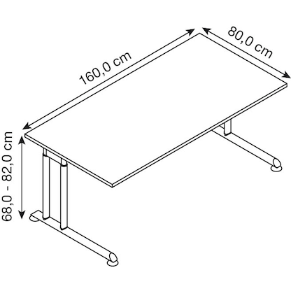 Artikelbild 2 für HAMMERBACHER ZS16 höhenverstellbarer Schreibtisch lichtgrau rechteckig, C-Fuß-Gestell grau 160,0 x 80,0 cm, Artikelnummer 992368