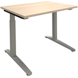 Artikelbild 1 für fm Sidney höhenverstellbarer Schreibtisch königsahorn rechteckig, C-Fuß-Gestell Quadratrohr silber 100,0 x 80,0 cm, Artikelnummer 371712