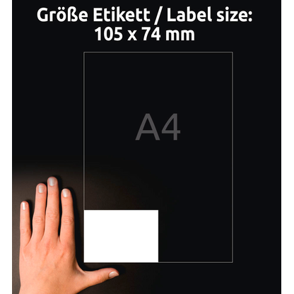 Artikelbild 6 für AVERY Zweckform Etiketten 3427 weiß 105,0 x 74,0 mm, 100 Blatt, Artikelnummer 636589