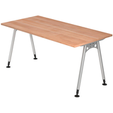 Artikelbild 1 für HAMMERBACHER AS16 höhenverstellbarer Schreibtisch nussbaum rechteckig, A-Fuß-Gestell silber 160,0 x 80,0 cm, Artikelnummer 963696