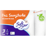 Artikelbild 1 für Soft Star Küchenrollen Das Saugstarke 3-lagig, 4 Rollen, Artikelnummer 512063