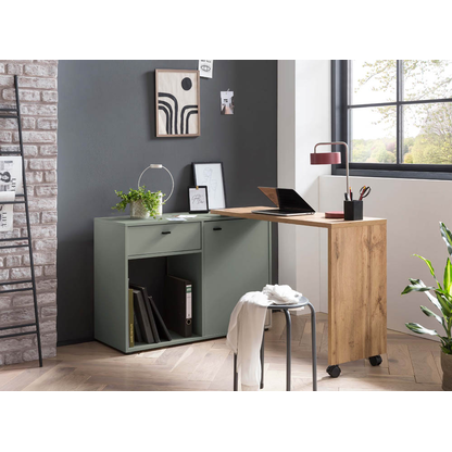 Artikelbild 3 für MÖBELPARTNER Tiny Working Schreibtisch pastellgrün, eiche rechteckig, Wangen-Gestell grün 104,6 x 39,0 cm, Artikelnummer 888187