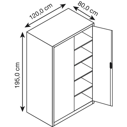 Artikelbild 2 für CP Stahlschrank 8934-00 S10197 lichtgrau, enzianblau 4 Fachböden 120,0 x 80,0 x 195,0 cm, aufgebaut, 1 St., Artikelnummer 416697
