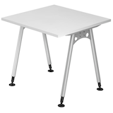 Artikelbild 1 für HAMMERBACHER AS08 höhenverstellbarer Schreibtisch weiß quadratisch, A-Fuß-Gestell silber 80,0 x 80,0 cm, Artikelnummer 963780