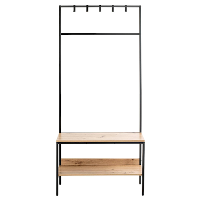 Artikelbild 6 für HAKU Möbel Garderobenbank mit Haken und Schuhrost 37461 eiche, schwarz Holz 70,0 cm, Artikelnummer 105298