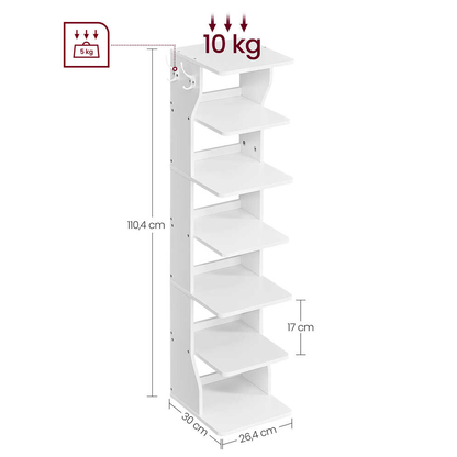 Artikelbild 2 für VASAGLE Schuhregal weiß 26,4 x 30,0 x 110,4 cm, 1 St., Artikelnummer 760486