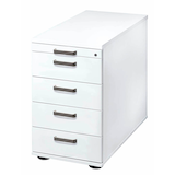 Artikelbild 1 für HAMMERBACHER SC50 Standcontainer weiß 5 Auszüge Kunststoff-Relinggriff silber 42,8 x 80,0 x 72,0 - 76,0 cm, Artikelnummer 867299