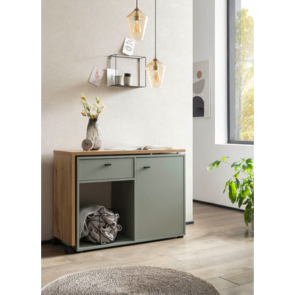 Artikelbild 4 für MÖBELPARTNER Tiny Working Schreibtisch pastellgrün, eiche rechteckig, Wangen-Gestell grün 104,6 x 39,0 cm, Artikelnummer 888187