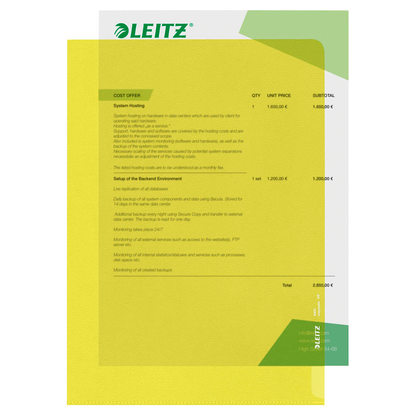 Artikelbild 2 für LEITZ Sichthüllen 4000 DIN A4 gelb genarbt 0,13 mm, 100 St., Artikelnummer 944470