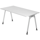 Artikelbild 1 für HAMMERBACHER AS16 höhenverstellbarer Schreibtisch weiß rechteckig, A-Fuß-Gestell silber 160,0 x 80,0 cm, Artikelnummer 963665
