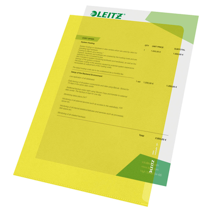 Artikelbild 7 für LEITZ Sichthüllen 4000 DIN A4 gelb genarbt 0,13 mm, 100 St., Artikelnummer 944470