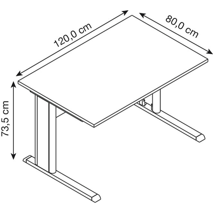 Artikelbild 2 für HAMMERBACHER Inader Schreibtisch lichtgrau rechteckig, C-Fuß-Gestell silber 120,0 x 80,0 cm, Artikelnummer 842000