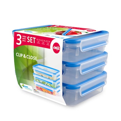 Artikelbild für emsa Frischhaltedosen CLIP & CLOSE 5,8 cm hoch transparent 3x 1,2 l, 3 St., Artikelnummer 670321