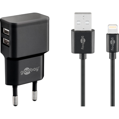 Artikelbild für goobay Ladekabel mit Adapter schwarz, 12 Watt, Artikelnummer 720272