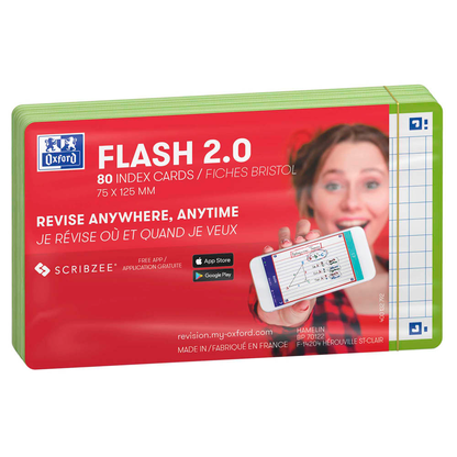 Artikelbild 2 für OXFORD Karteikarten FLASH 2.0 DIN A7 weiß, grün kariert, 80 St., Artikelnummer 371466