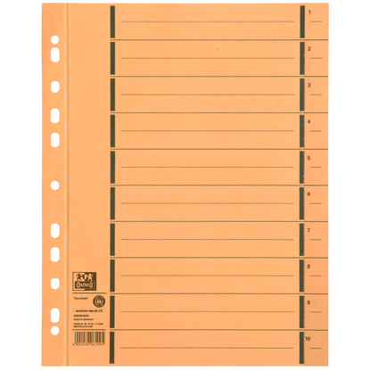 Artikelbild für OXFORD Trennblätter DIN A4 1-10 gelb, 250 g/qm, 100 St., Artikelnummer 432856