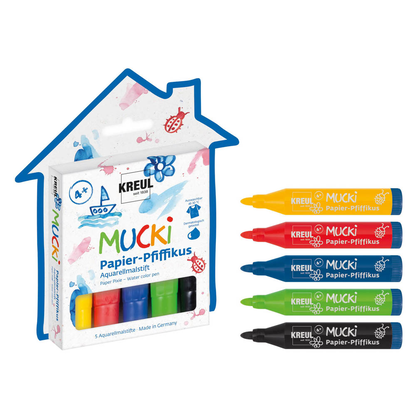Artikelbild für KREUL MUCKI Papier-Pfiffikus Aquarellmarker farbsortiert, 5 St., Artikelnummer 114799