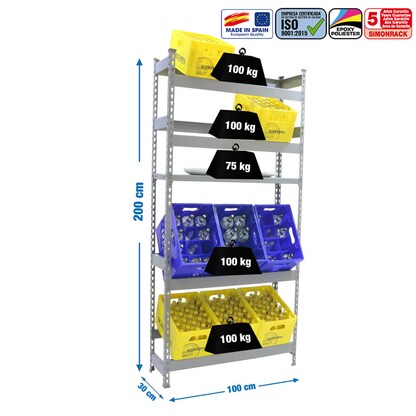 Artikelbild 2 für Simonrack Getränkekistenregal SIMONBOTTLE 8425437087905 grau 100,0 x 30,0 x 200,0 cm, Artikelnummer 353528