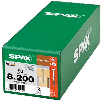 Artikelbild 2 für SPAX® Holzbauschrauben T40 Senkkopf WIROX 0191010802005 8 mm x 200 mm, 50 St., Artikelnummer 396529