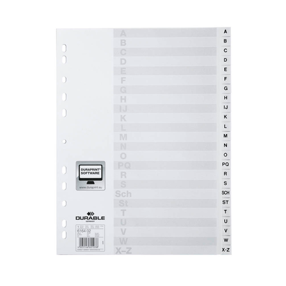 Artikelbild für DURABLE Ordnerregister DIN A4 Vollformat A-Z weiß 24-teilig, 1 Satz, Artikelnummer 294496