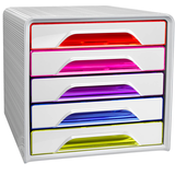 Artikelbild 1 für cep Schubladenbox Smoove weiß/bunt-transparent 1071110931, DIN A4 mit 5 Schubladen, 1 St., Artikelnummer 429462