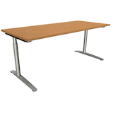Artikelbild 1 für fm Sidney höhenverstellbarer Schreibtisch buche rechteckig, C-Fuß-Gestell Rundrohr silber 180,0 x 80,0 cm, Artikelnummer 371553