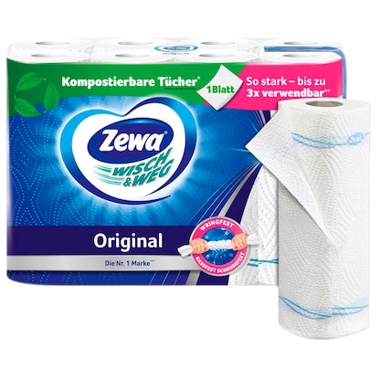 Artikelbild für Zewa Küchenrollen WISCH&WEG Original 2-lagig, 8 Rollen, Artikelnummer 536180